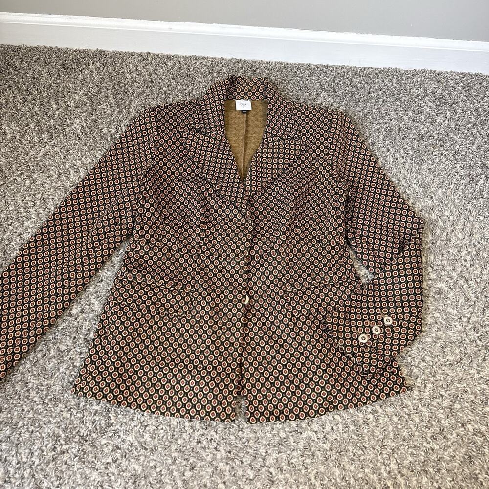 Cabi Dandy Blazer Size S Stretch Brown Prints Preppy Career Office Business NEW - Picture 2 of 6